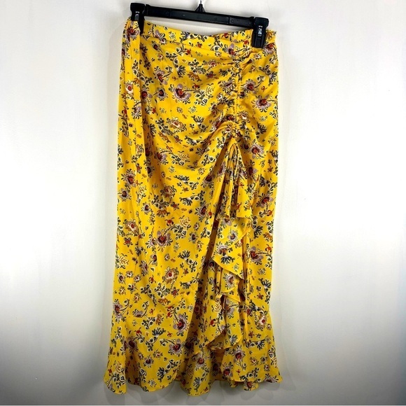 Max Studio: Ruffle Floral Print Slit Tie Maxi Skirt Summer Spring Size Large NWT - Picture 1 of 6